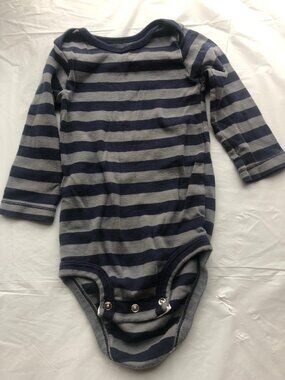12-months Carter's Blue/Gray Onesie; Horizontal Stripes; Ready to Ship; Bundle!
